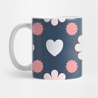 Pink flowers and grey hearts Mug